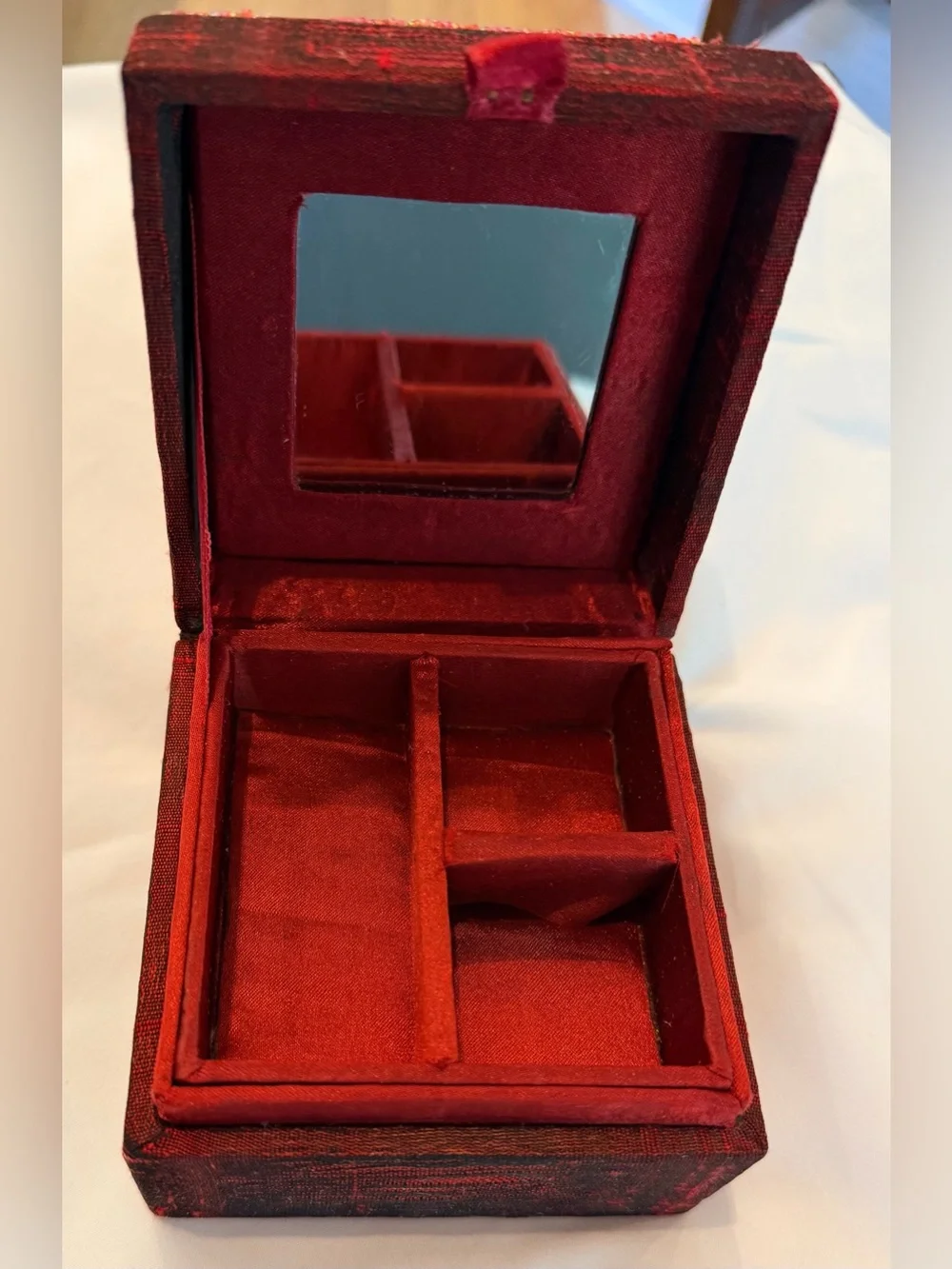 Vintage Red Beaded Jewelry Box Trinket Keepsake Box